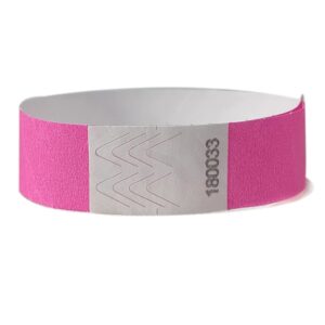 Tyvek Wristbands Neon Pink - 100pcs  19mm with Numbers
